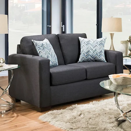 Casual Contemporary Loveseat with Track Arms